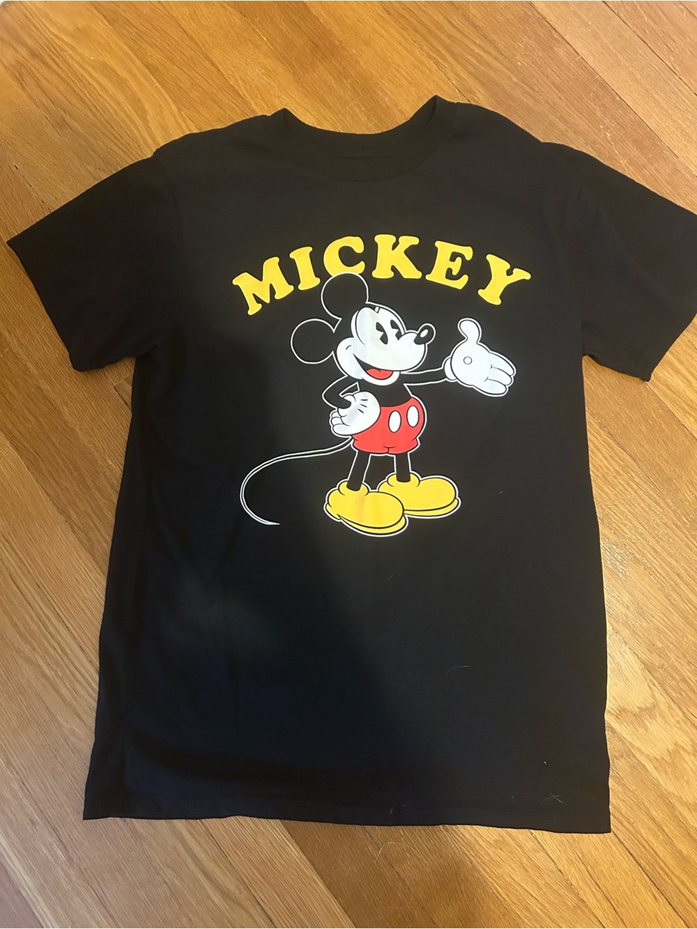 Disney Black Mickey Mouse Tee with Yellow and Red Accents